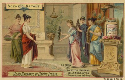 Presenting a gift, festival of the winter solstice in Ancient Rome by European School